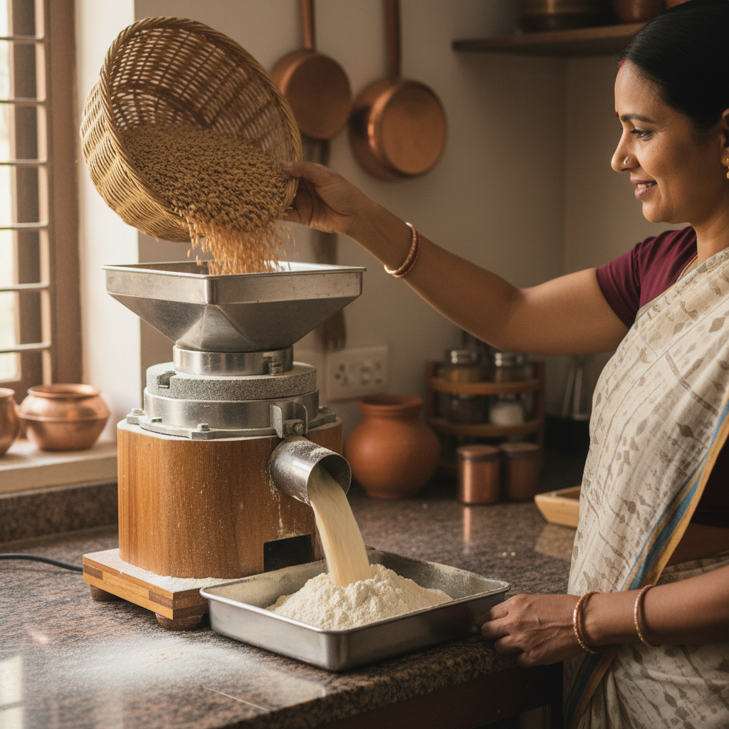 Grain Flour Mill (Domestic, 1 HP) - In Use