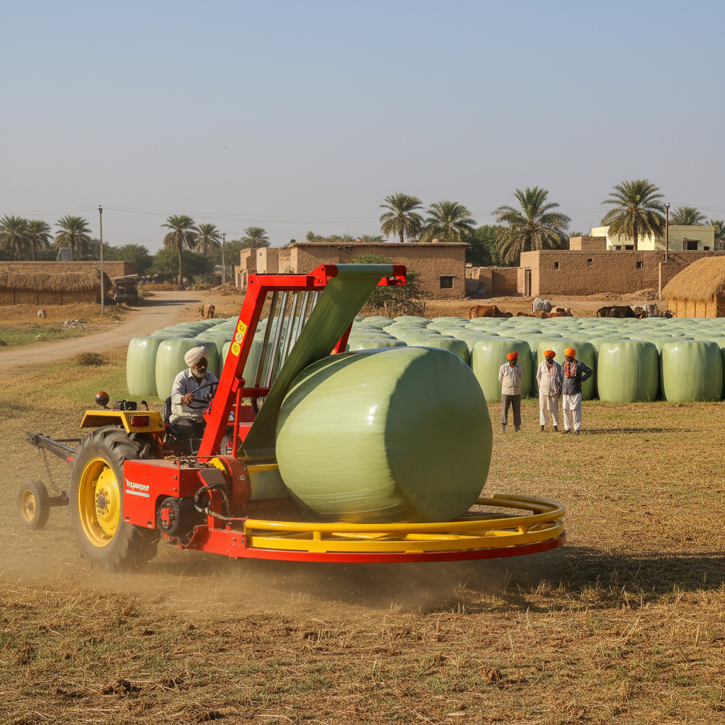 Silage Bale Wrapper - In Use