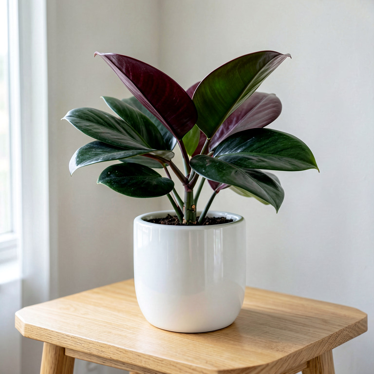 Rubber Plant in Ceramic Tabletop Planter