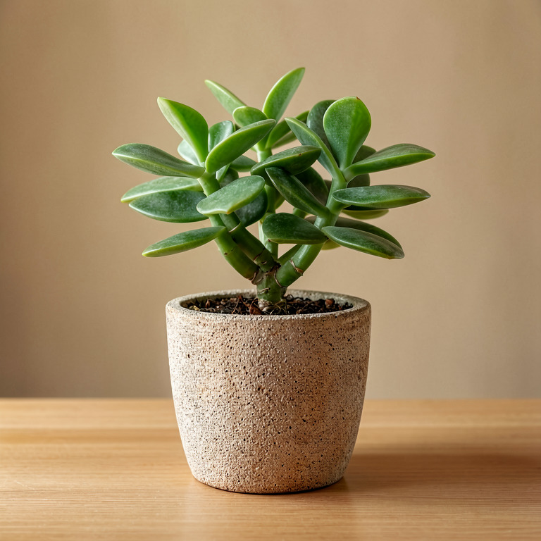 Jade Plant in Textured Desk Pot