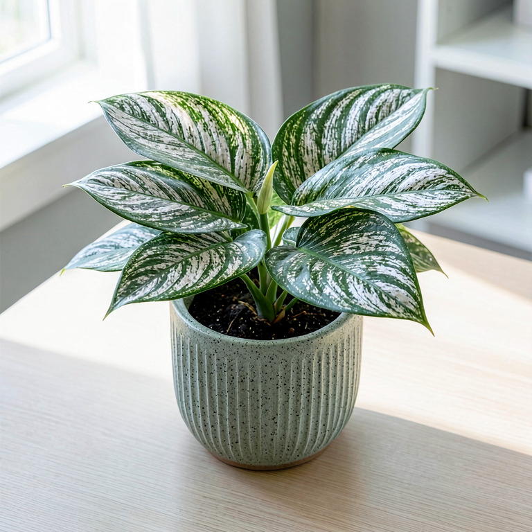 Aglaonema in Textured Desk Pot