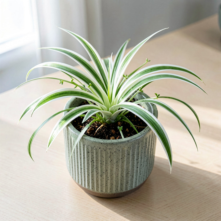 Spider Plant in Textured Desk Pot
