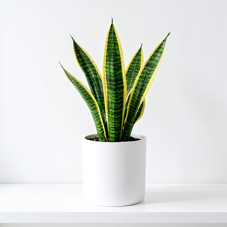Snake Plant in Minimal White Planter