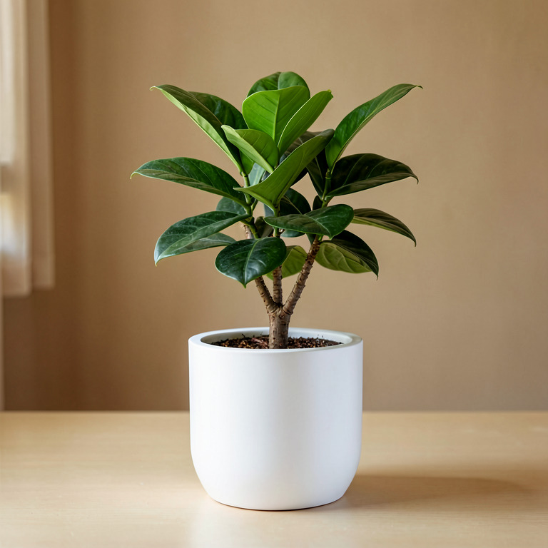 Rubber Plant in Minimal White Planter