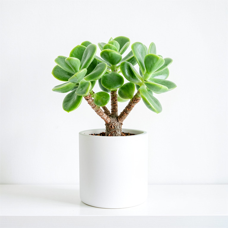 Jade Plant in Minimal White Planter