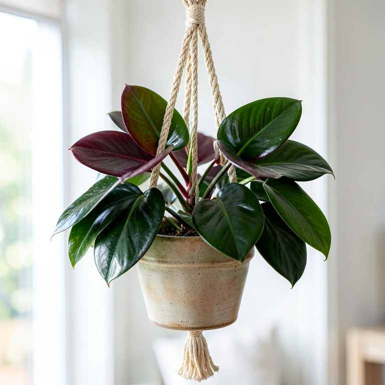 Rubber Plant in Hanging Decor Pot