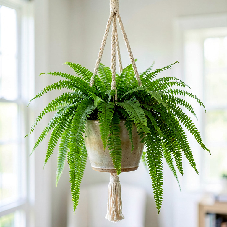 Boston Fern in Hanging Decor Pot