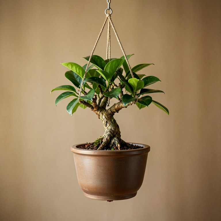 Ficus Bonsai in Hanging Decor Pot