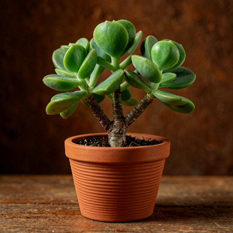 Jade Plant in Ribbed Clay Planter