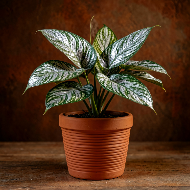 Aglaonema in Ribbed Clay Planter