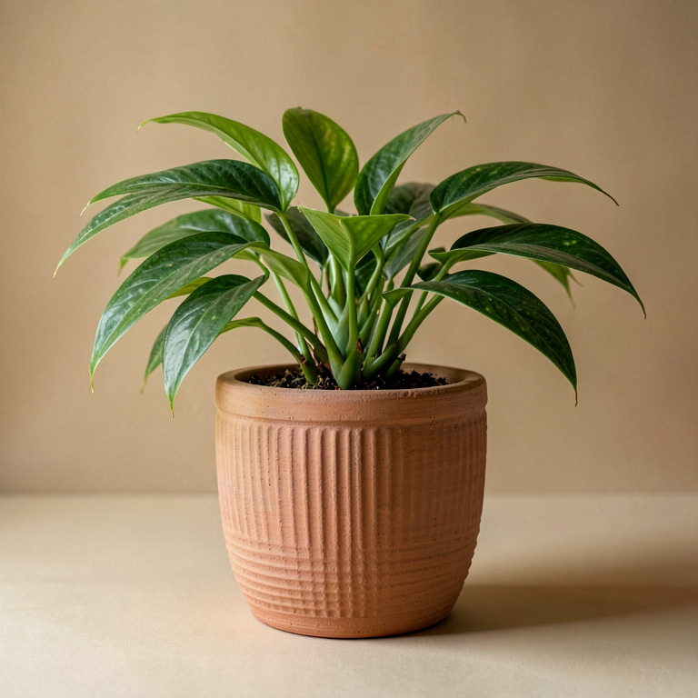 Spider Plant in Ribbed Clay Planter