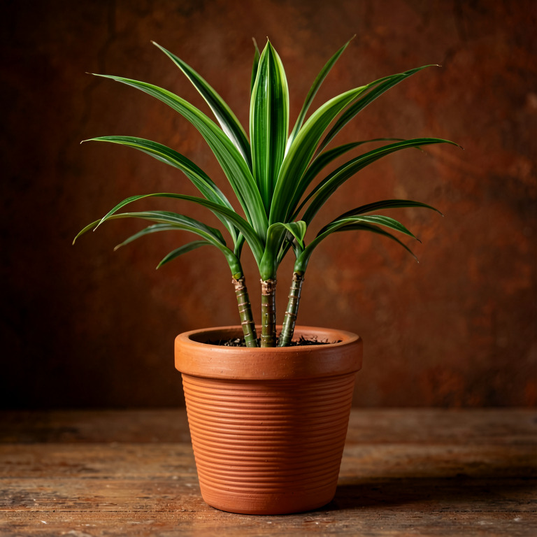 Dracaena in Ribbed Clay Planter