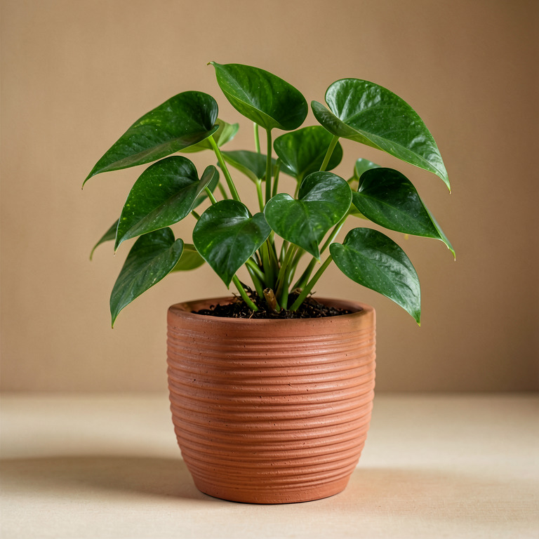 Pothos in Ribbed Clay Planter