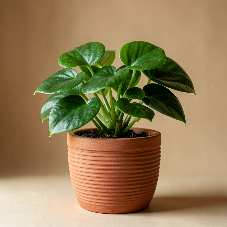 Peperomia in Ribbed Clay Planter