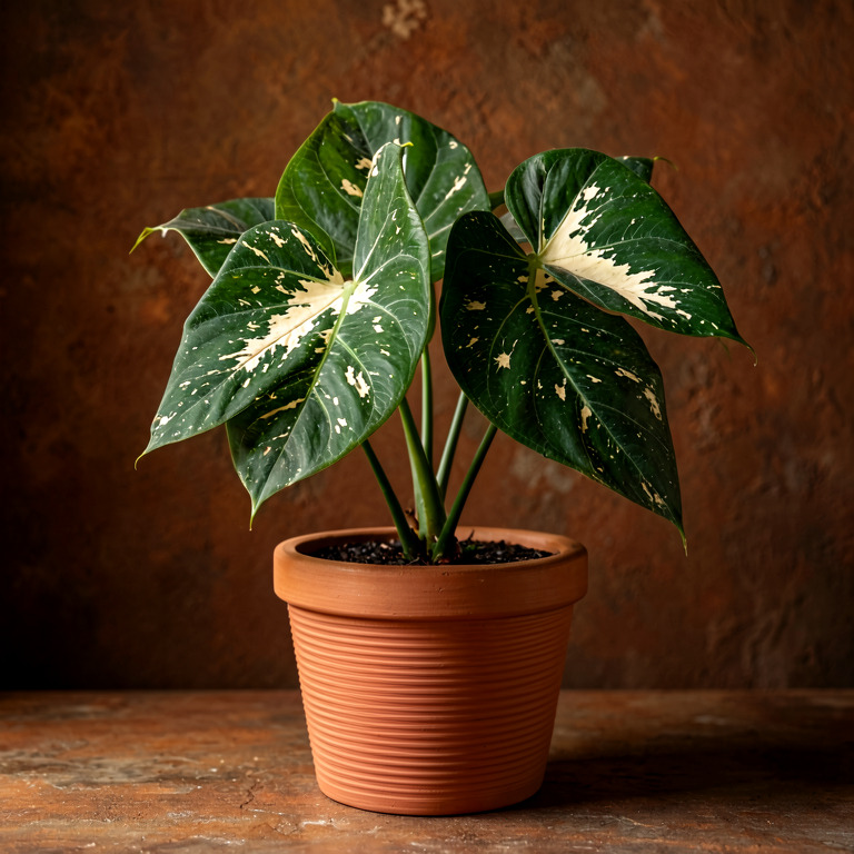 Dieffenbachia in Ribbed Clay Planter