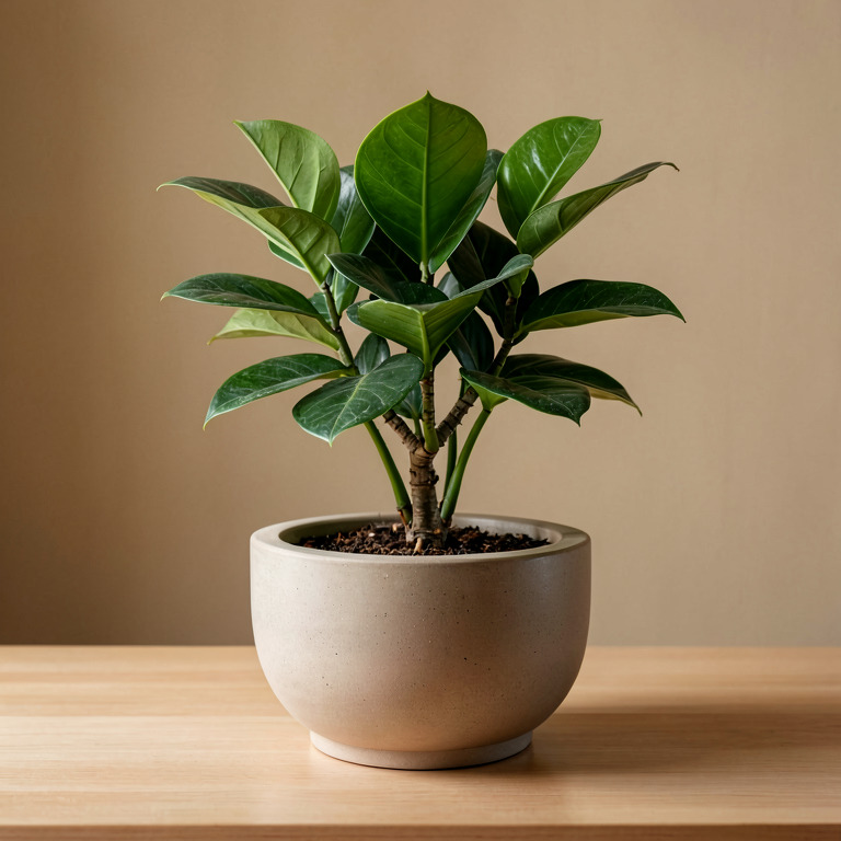 Rubber Plant in Countertop Bowl Planter