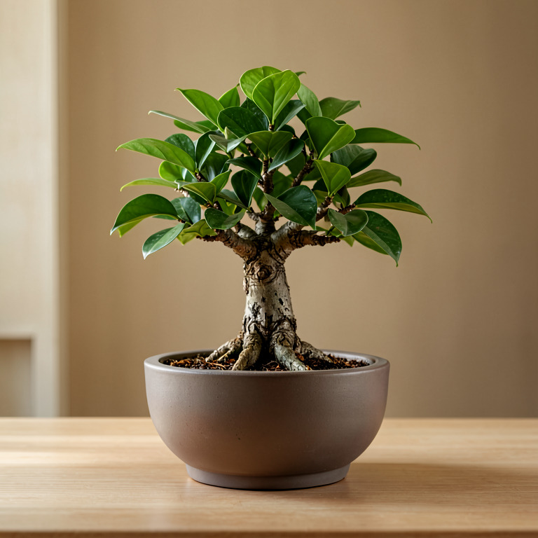 Ficus Bonsai in Countertop Bowl Planter
