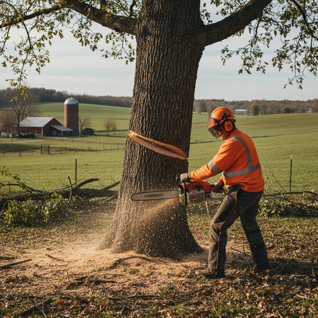 Petrol Chainsaw (16", 45cc) - In Use