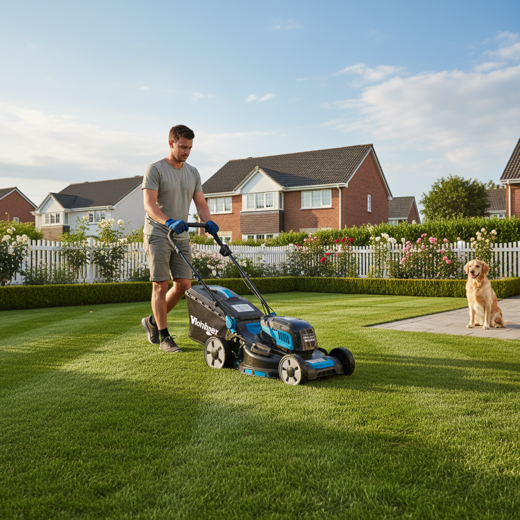 Cordless Lawn Mower (40V) - In Use