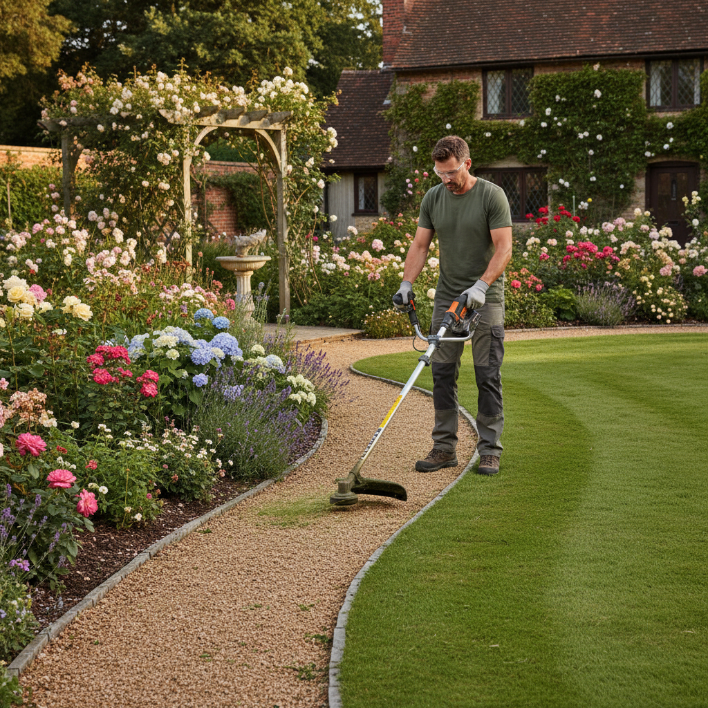 Cordless Grass Trimmer (String) - In Use