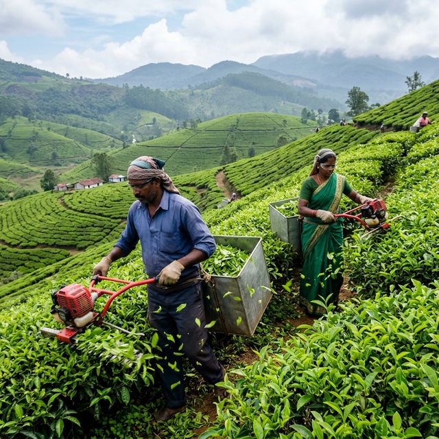 Tea Leaf Harvester (Petrol) - In Use
