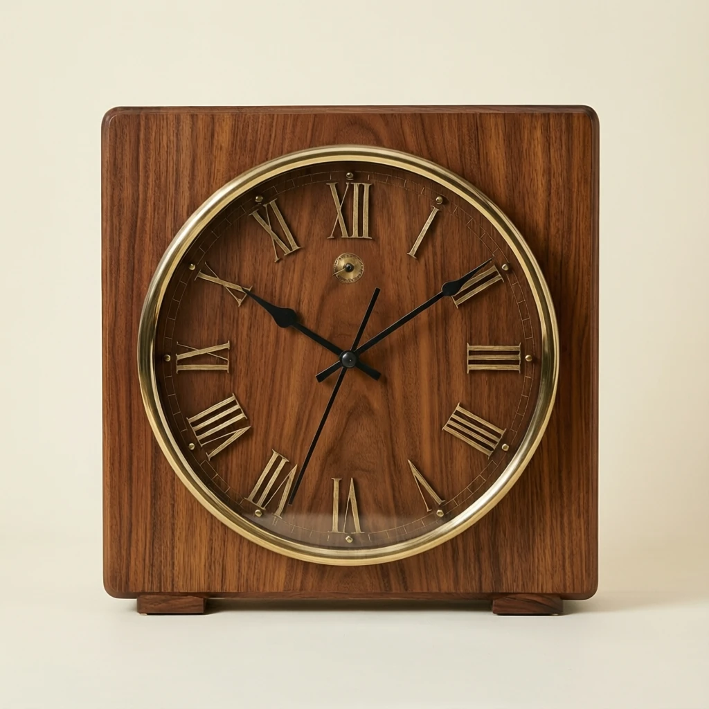 Acacia Wood Desk Clock