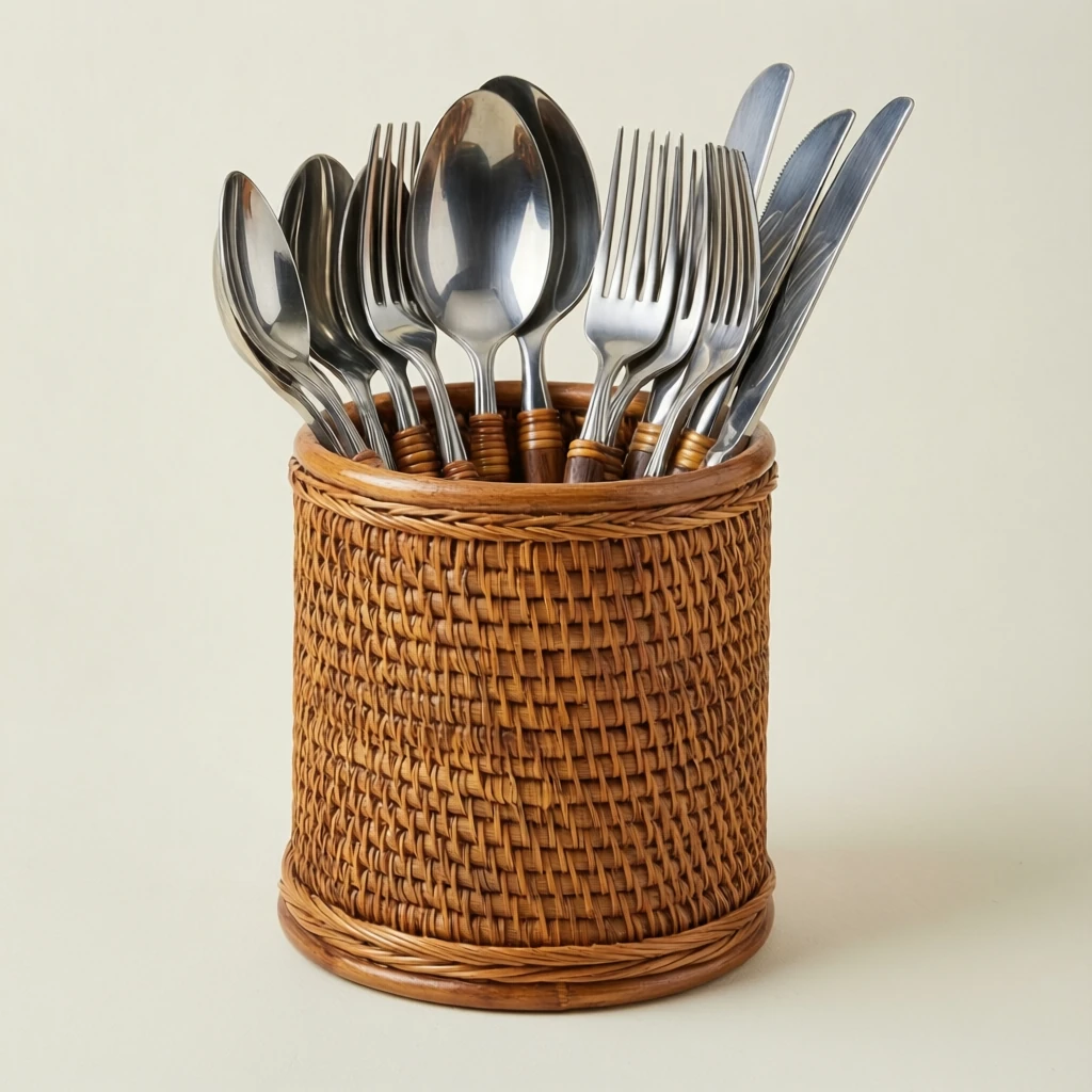 Rattan Cutlery Caddy