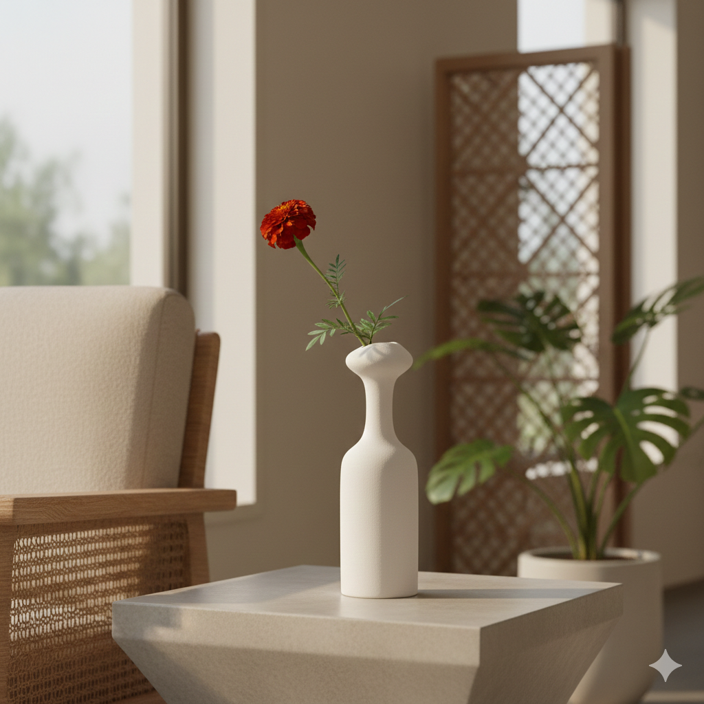 Ceramic Flower Vase (Matte White) view 4