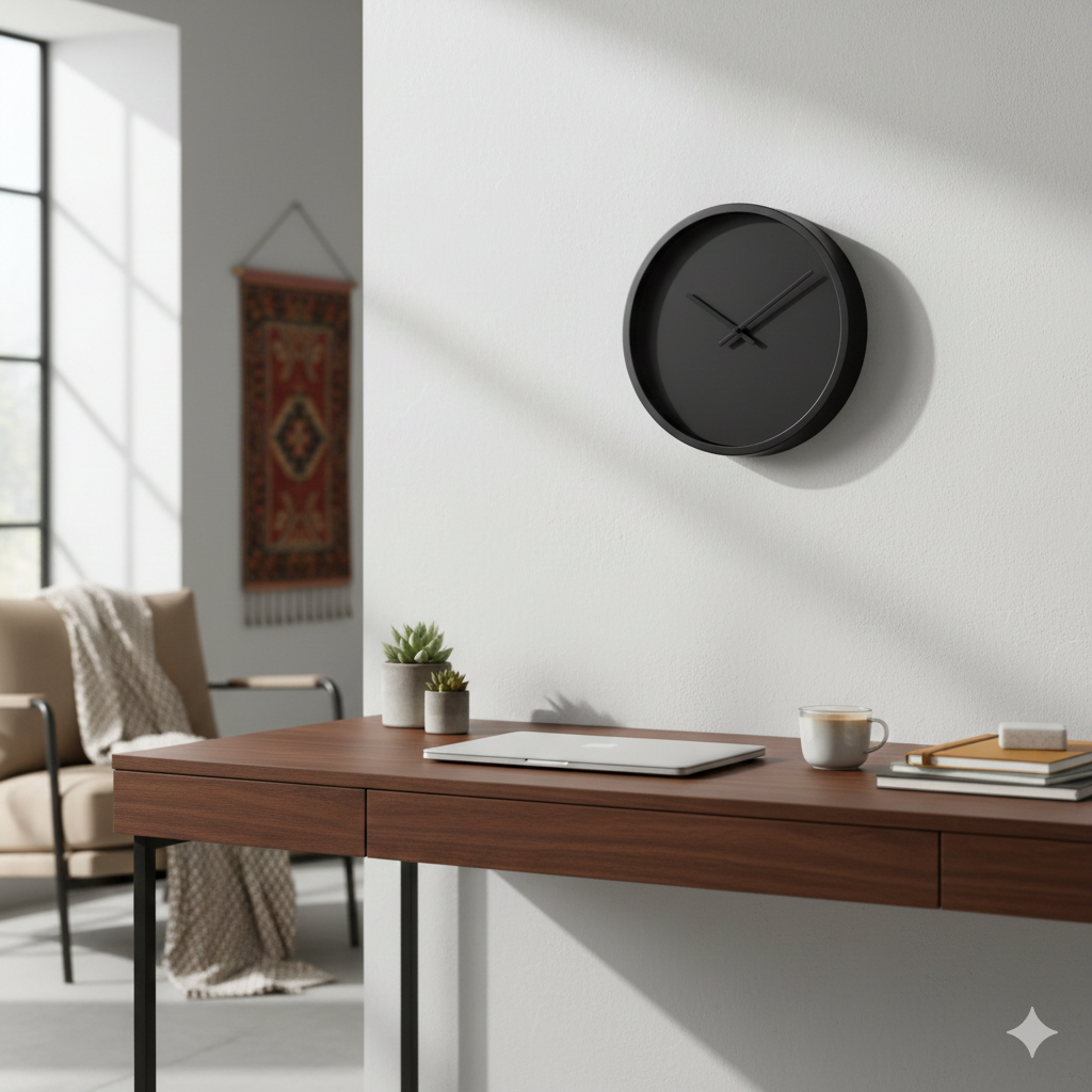 Decorative Wall Clock (Minimal Black) view 4