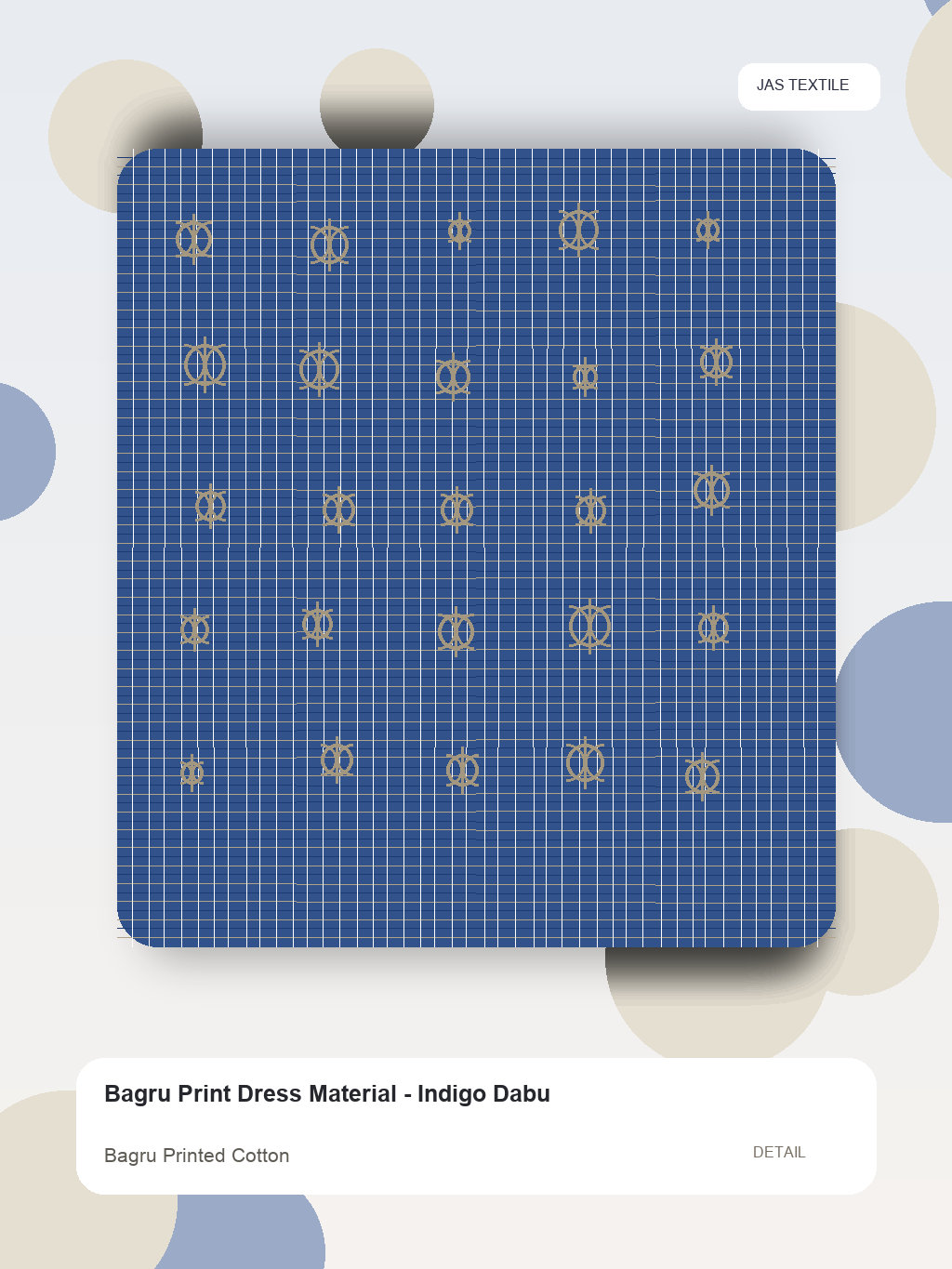Bagru Print Dress Material - Indigo Dabu thumbnail 2
