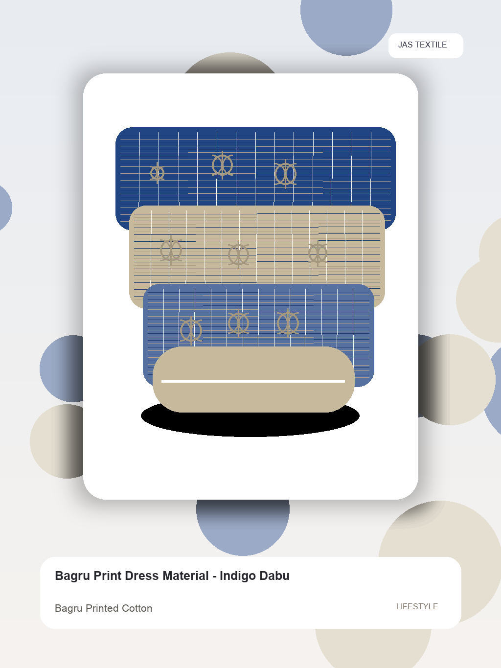 Bagru Print Dress Material - Indigo Dabu thumbnail 3