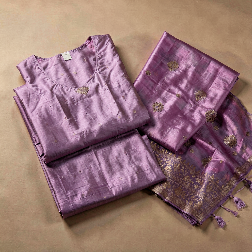 Chanderi Silk Dress Material - Lilac