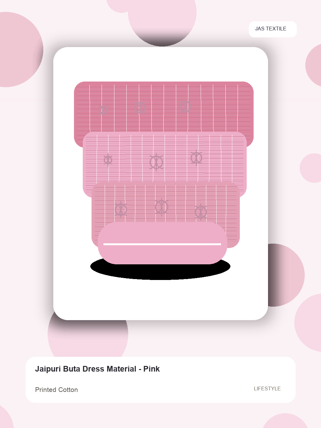 Jaipuri Buta Dress Material - Pink thumbnail 3