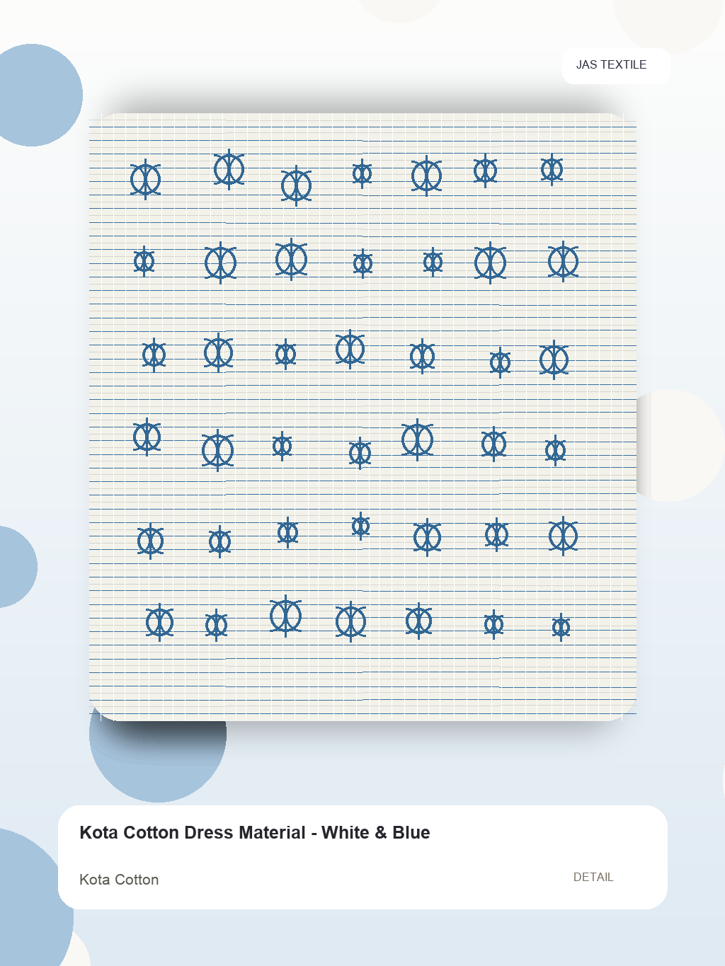 Kota Cotton Dress Material - White & Blue thumbnail 2