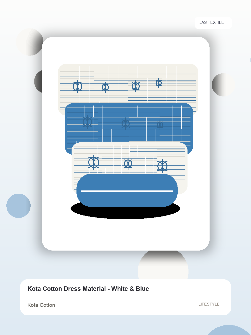 Kota Cotton Dress Material - White & Blue thumbnail 3