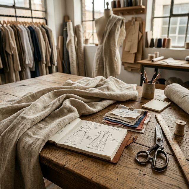 Linen Dress Material — Natural Beige thumbnail 3