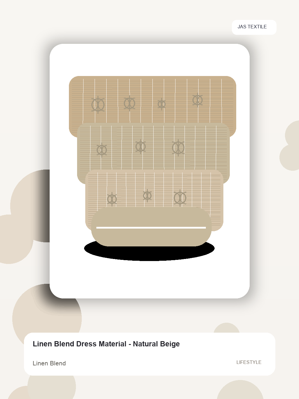 Linen Blend Dress Material - Natural Beige thumbnail 3