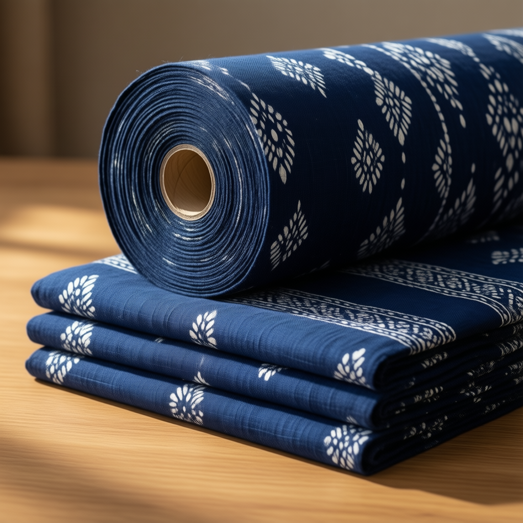 Block Print Cotton Fabric - Indigo