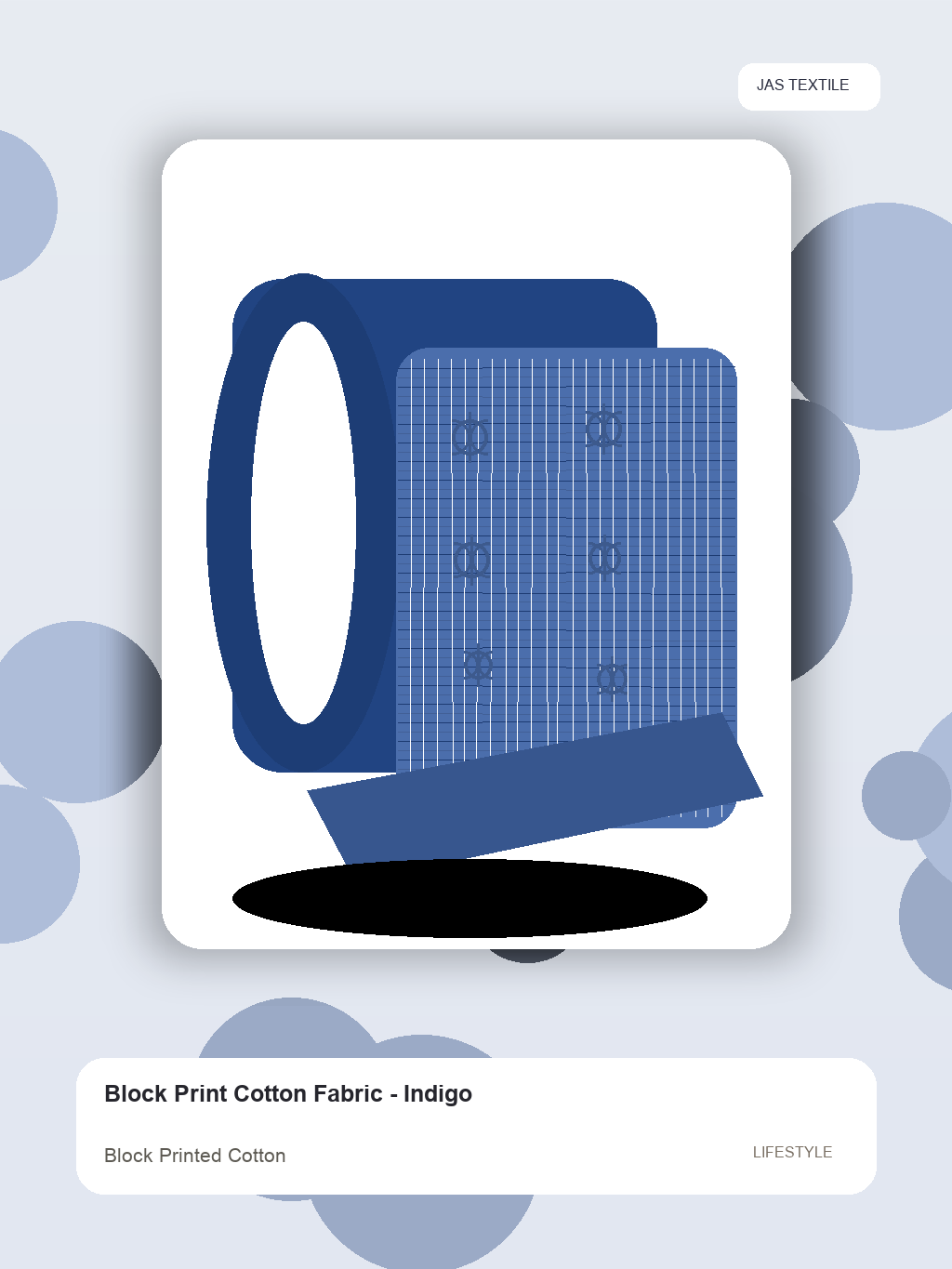 Block Print Cotton Fabric - Indigo thumbnail 3