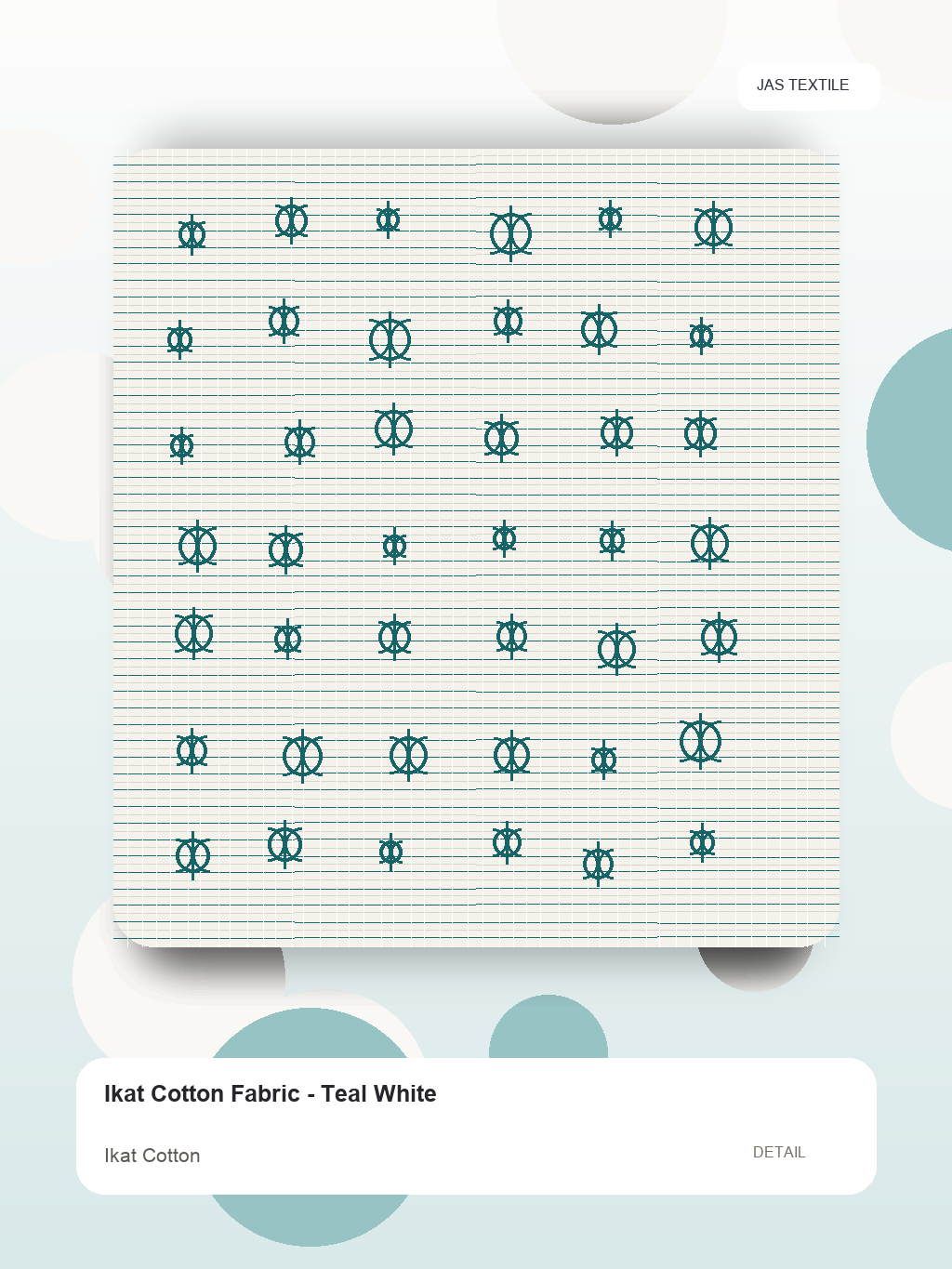 Ikat Cotton Fabric - Teal White thumbnail 2