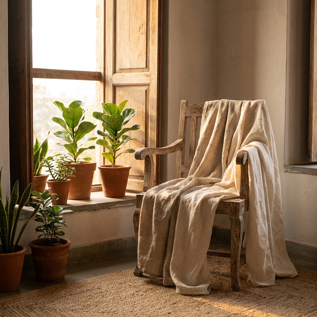 Linen Running Fabric — Natural thumbnail 3