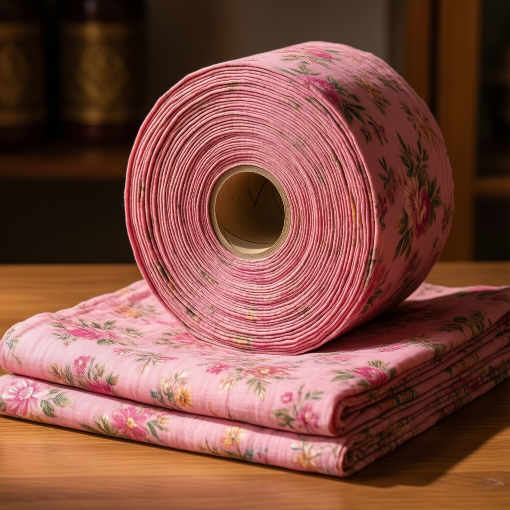 Mulmul Cotton Fabric - Floral Pink