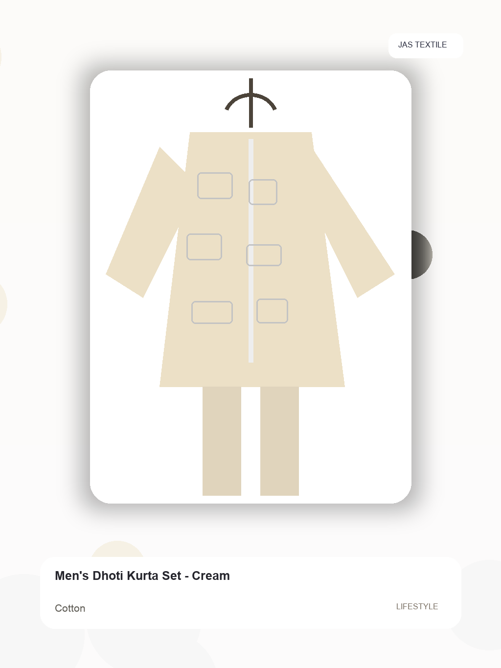 Men's Dhoti Kurta Set - Cream thumbnail 3