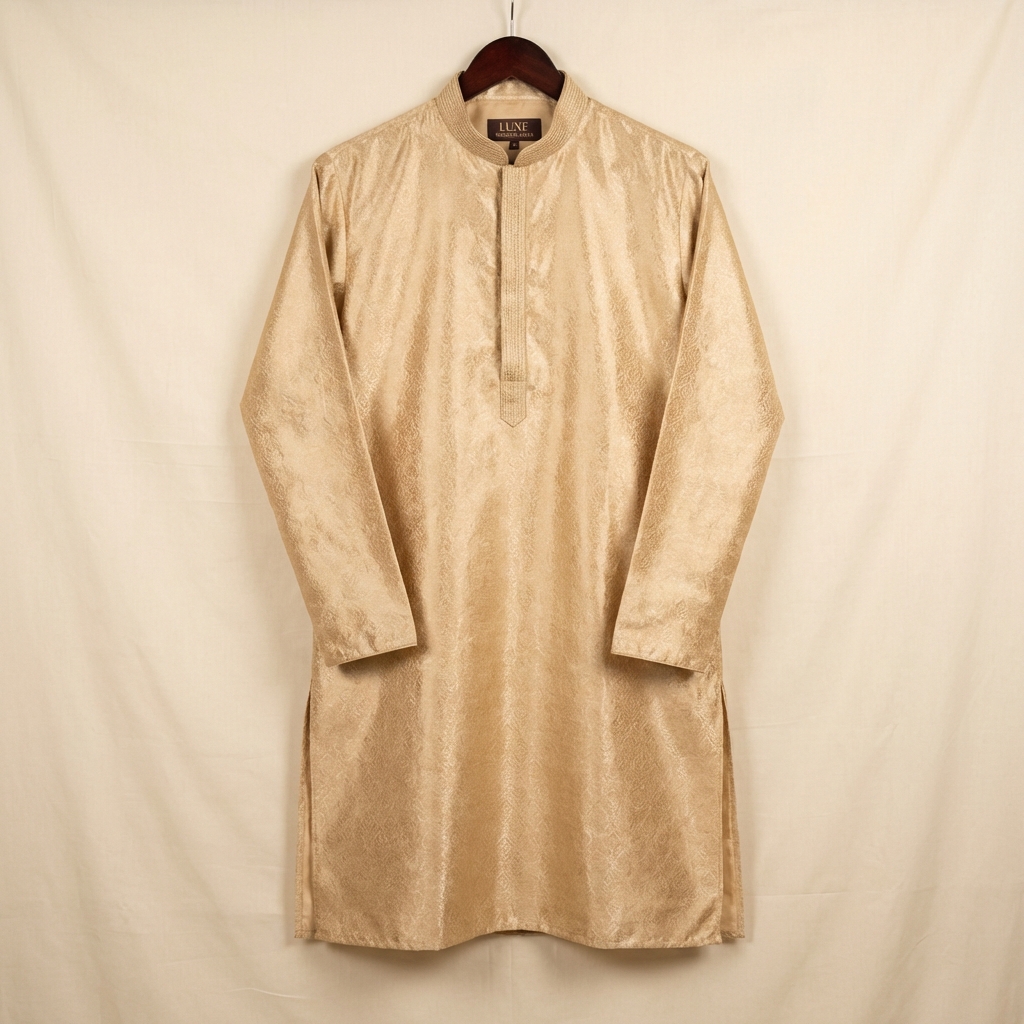 Men's Silk Kurta — Champagne Gold
