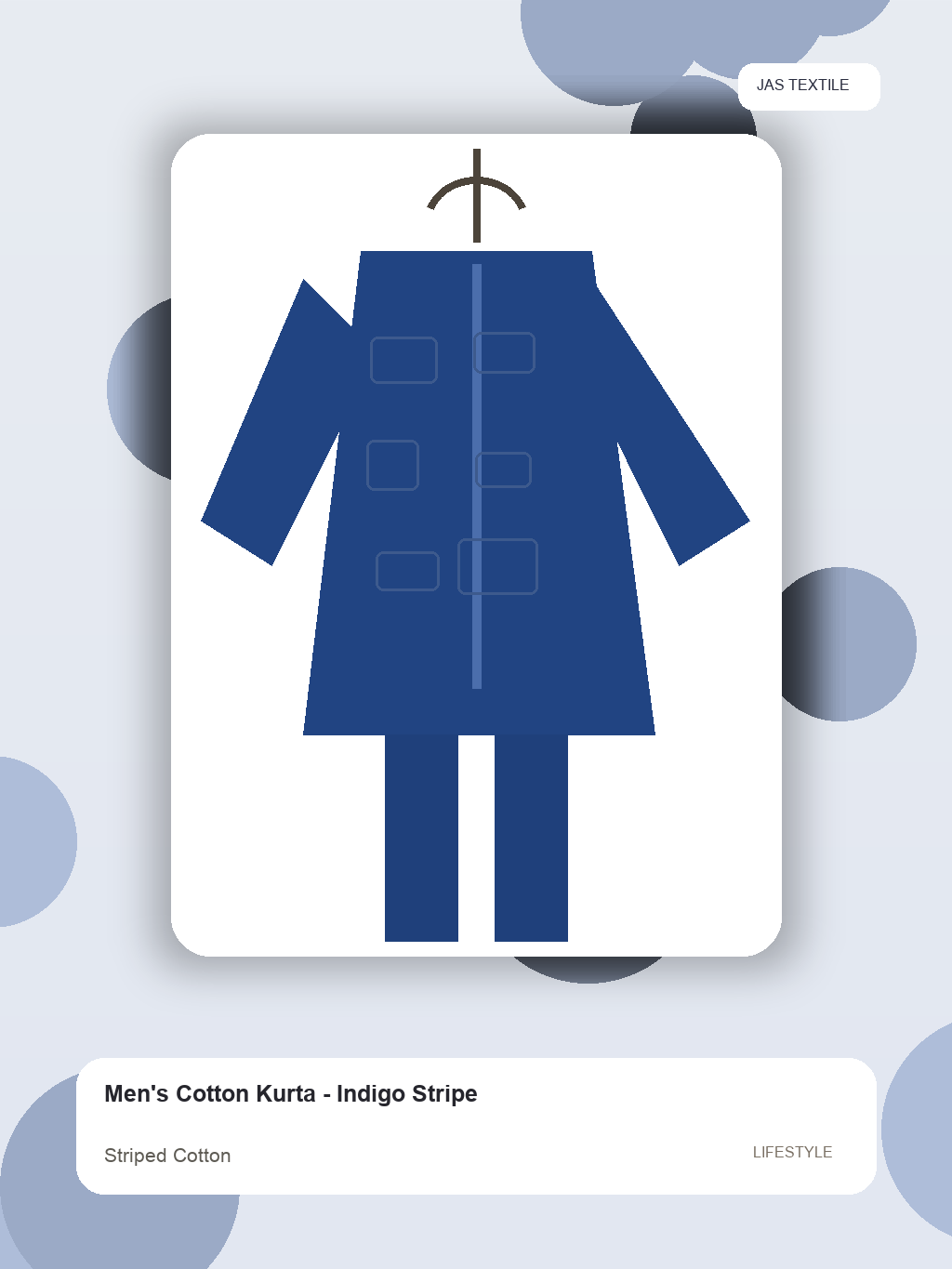 Men's Cotton Kurta - Indigo Stripe thumbnail 3