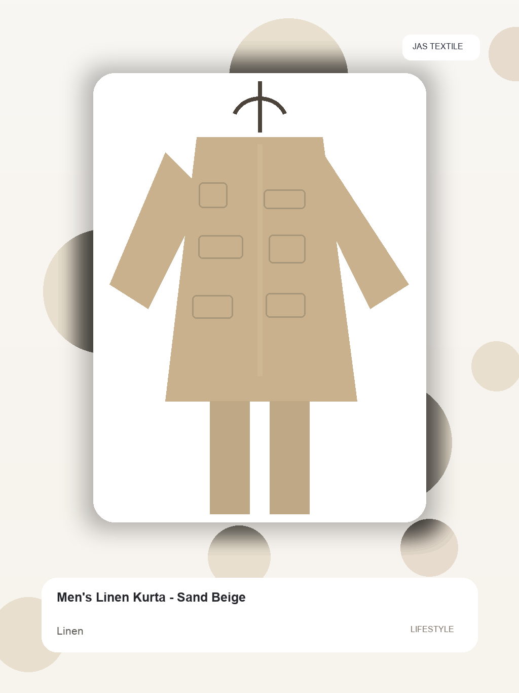 Men's Linen Kurta - Sand Beige thumbnail 3