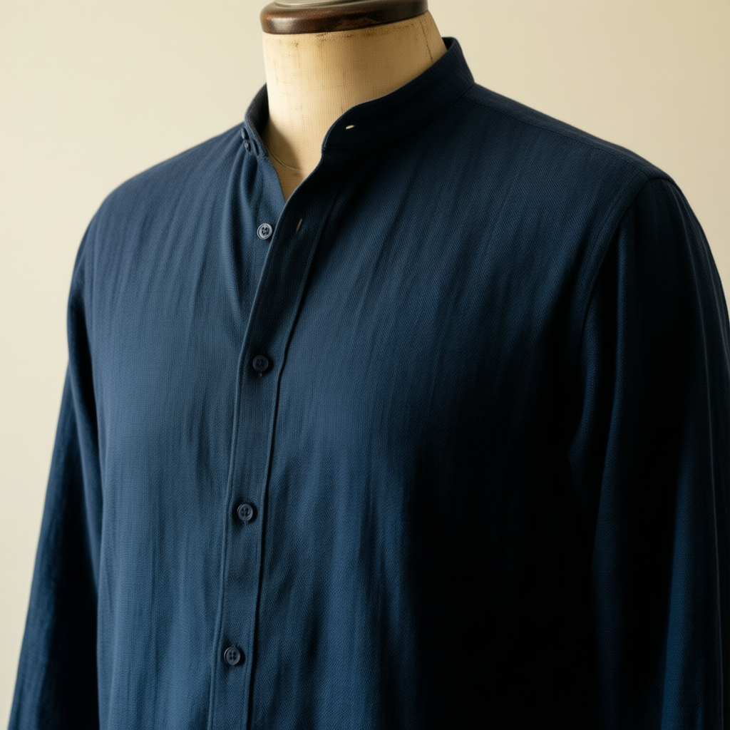 Men's Mandarin Shirt - Slate Blue