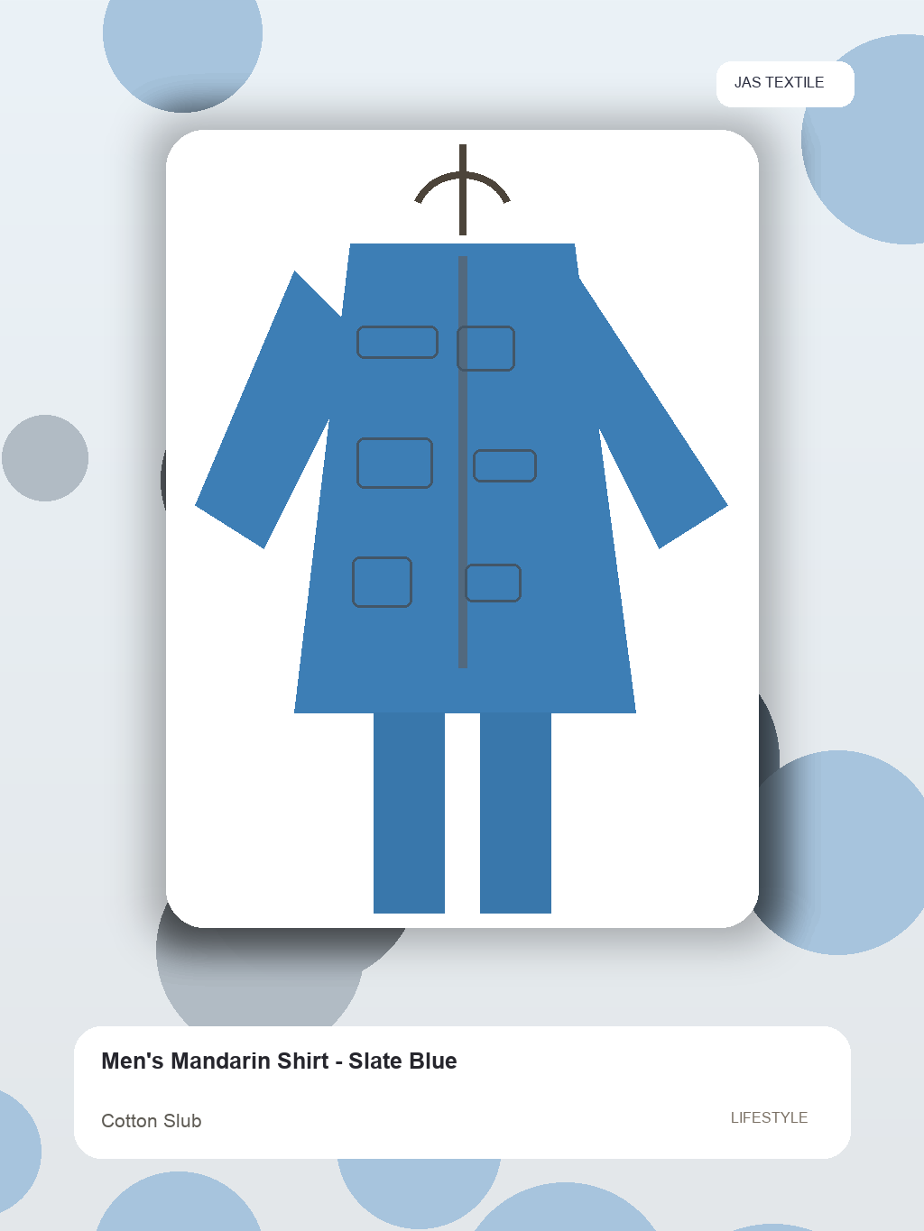 Men's Mandarin Shirt - Slate Blue thumbnail 3