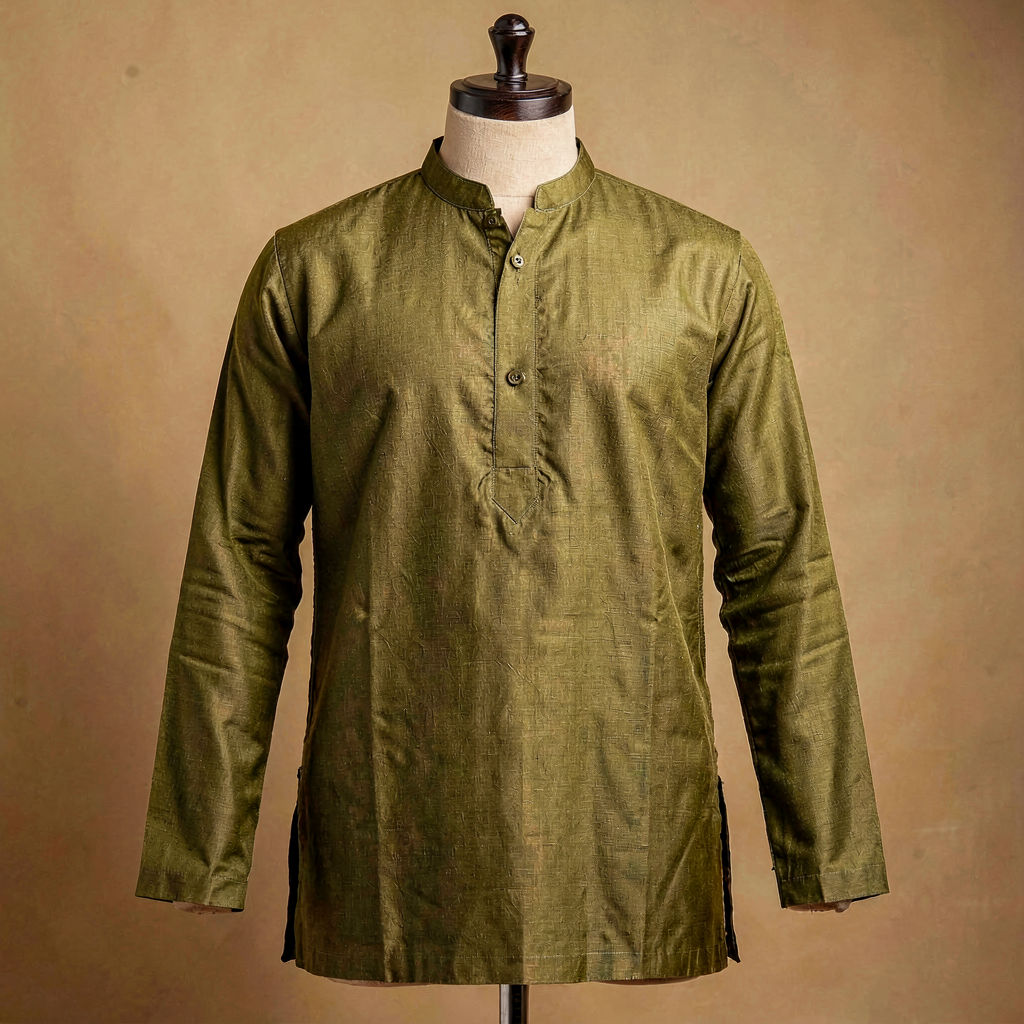 Men's Pathani Kurta Set - Olive