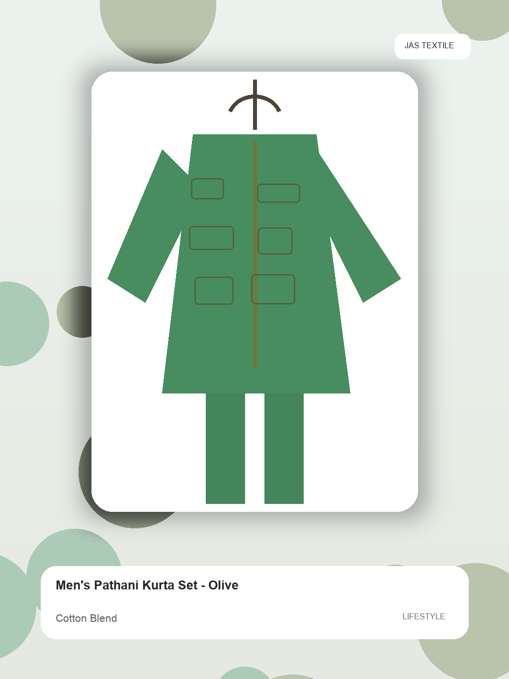 Men's Pathani Kurta Set - Olive thumbnail 3